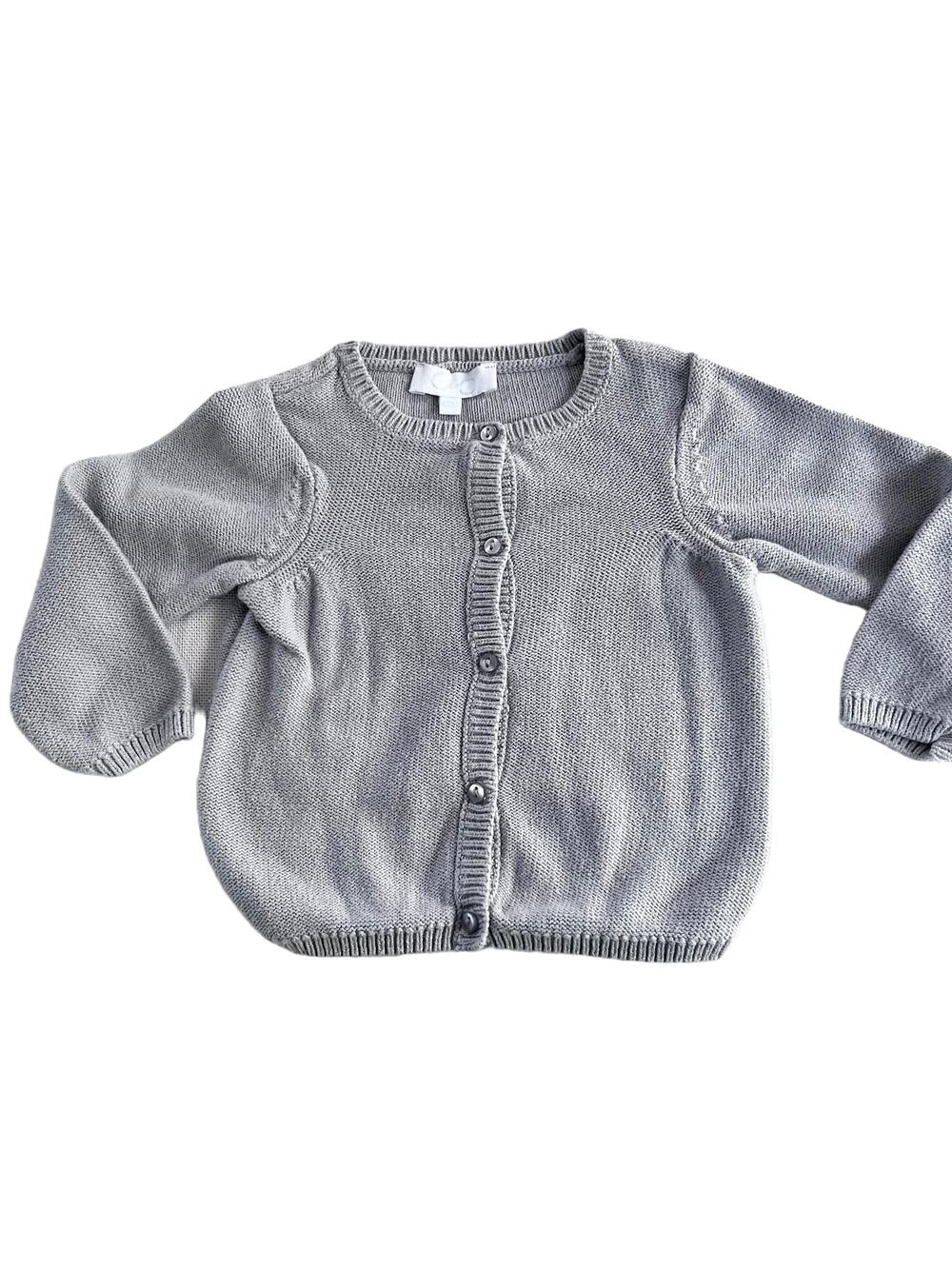 C de C girls light gray cotton cardigan sweater 12 months